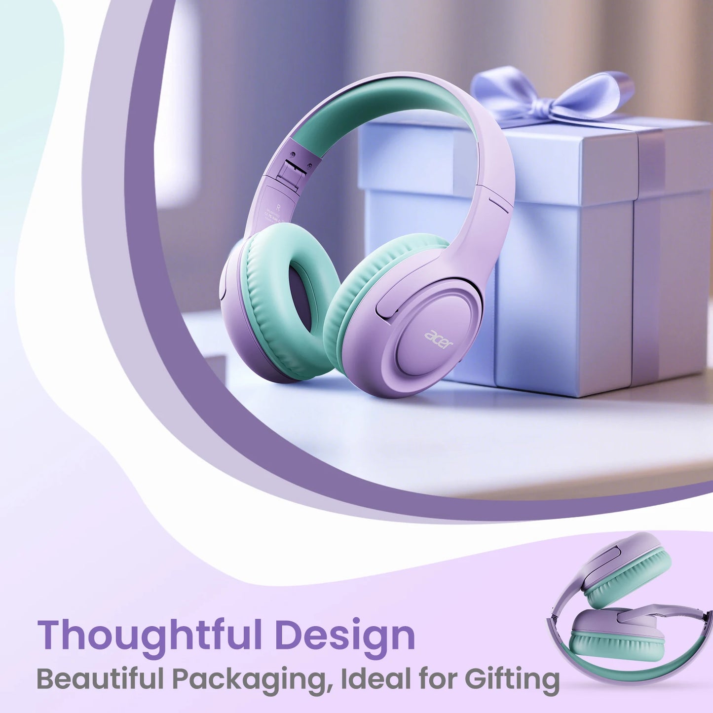 Kids Headphones Wired for School /  85/94dB Volume Limiter /  Foldable Stereo Sound Headset /  for Kids Learning, Tablet,  IPad,  PC