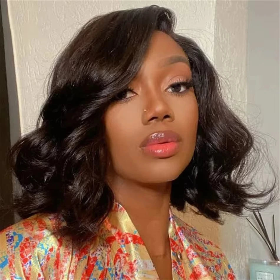 Short Human Hair Wigs / Bob Wig 13x6 Lace Hd Body Wave Wig / 13x4 Hd Lace Frontal Wigs / Loose Body Wave / Black Wig