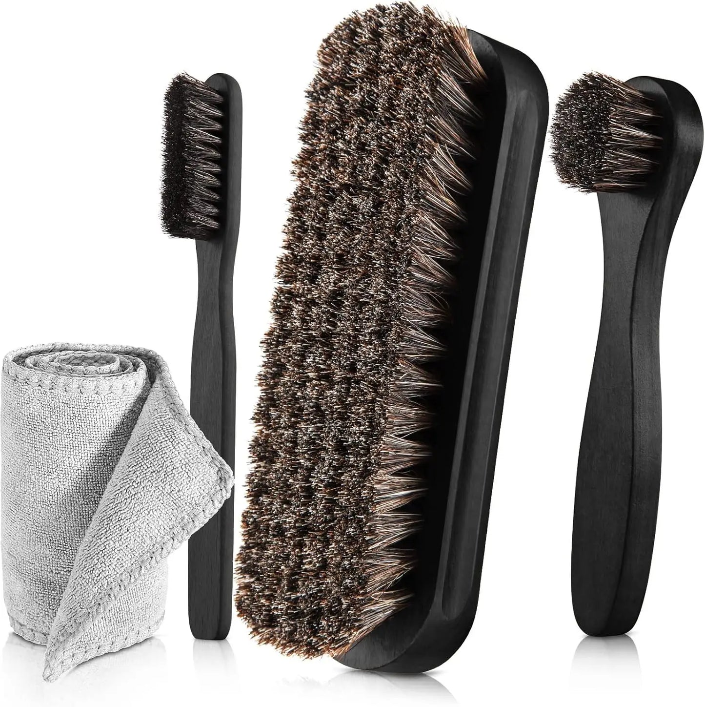 Horsehair Shoe Shine Brush Set  / Polishing Applicator /  Cleaning /  Leather Shoes /  Boot Care /  Brush /  Suede Cleaning Brush