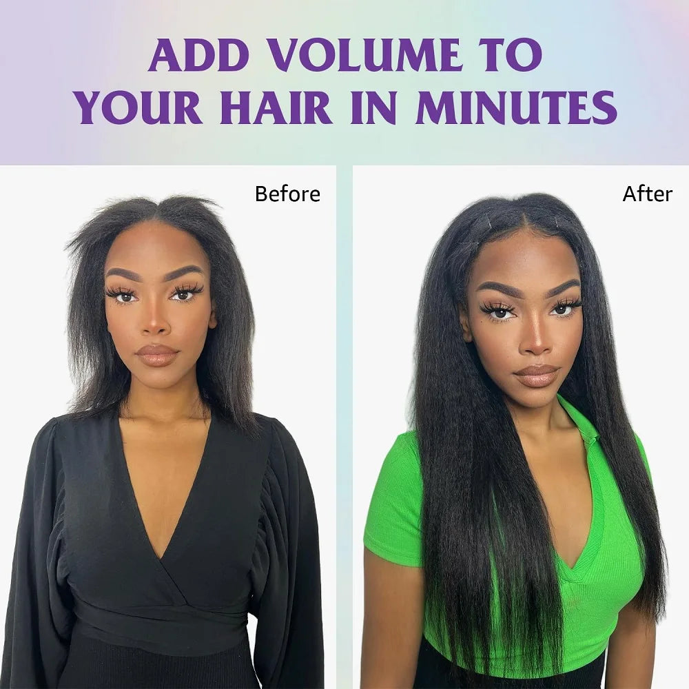 Human Hair Extensions  /  100% Unprocessed Remy Hair Clip in Hair Extensions  /  Real Human Hair /  for Women  /  Kinky  /  Straight