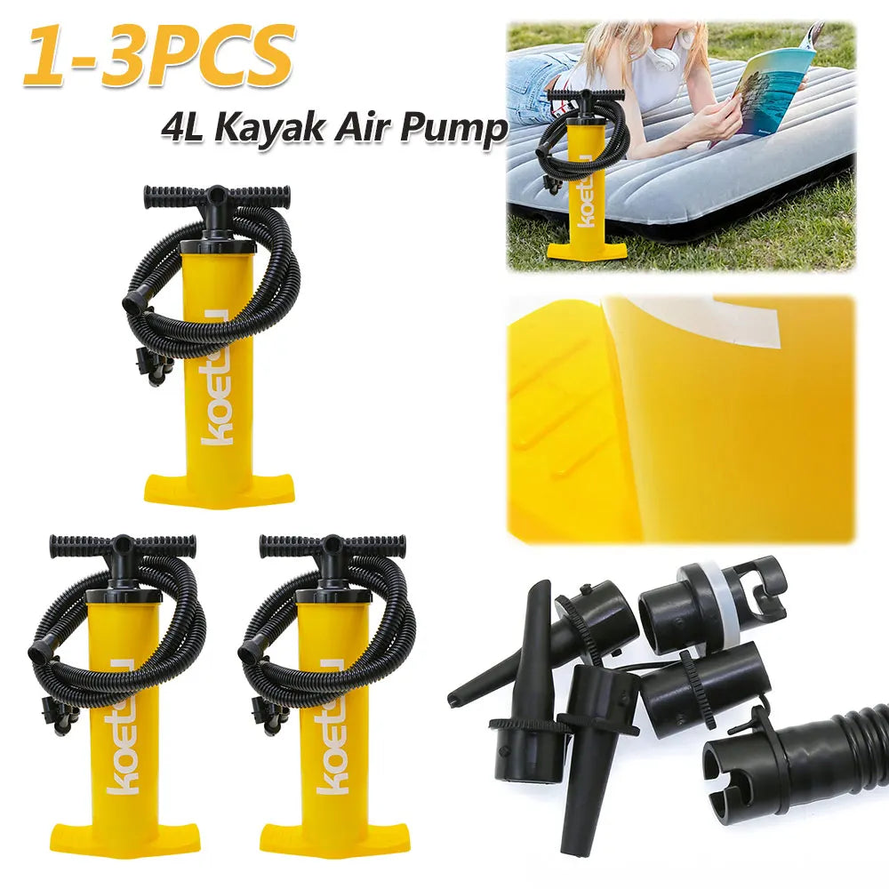4L Kayak Air Pump / Anti-Slip / Double Action Inflation Pump / Portable Hand Pump / Handheld Air Inflator for Water Sports