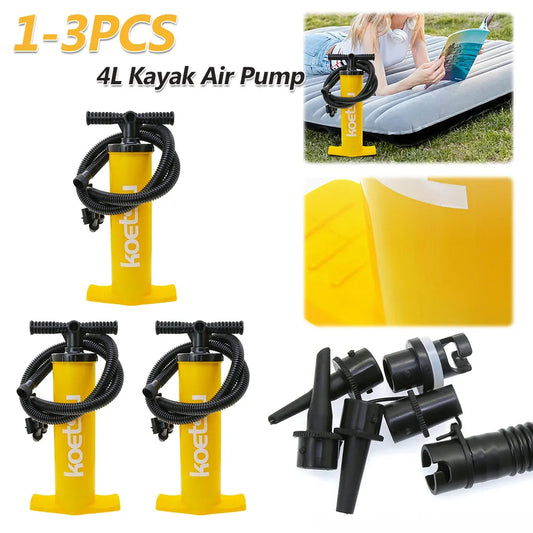 4L Kayak Air Pump / Anti-Slip / Double Action Inflation Pump / Portable Hand Pump / Handheld Air Inflator for Water Sports