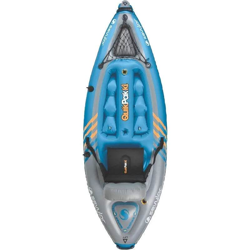 QuickPak K1 1-Person Inflatable Kayak  /  Kayak Folds into Backpack with 5-Minute Setup  /   21-Gauge PVC Construction  /  Outdoors  /  Camping /  Boating / Fishing