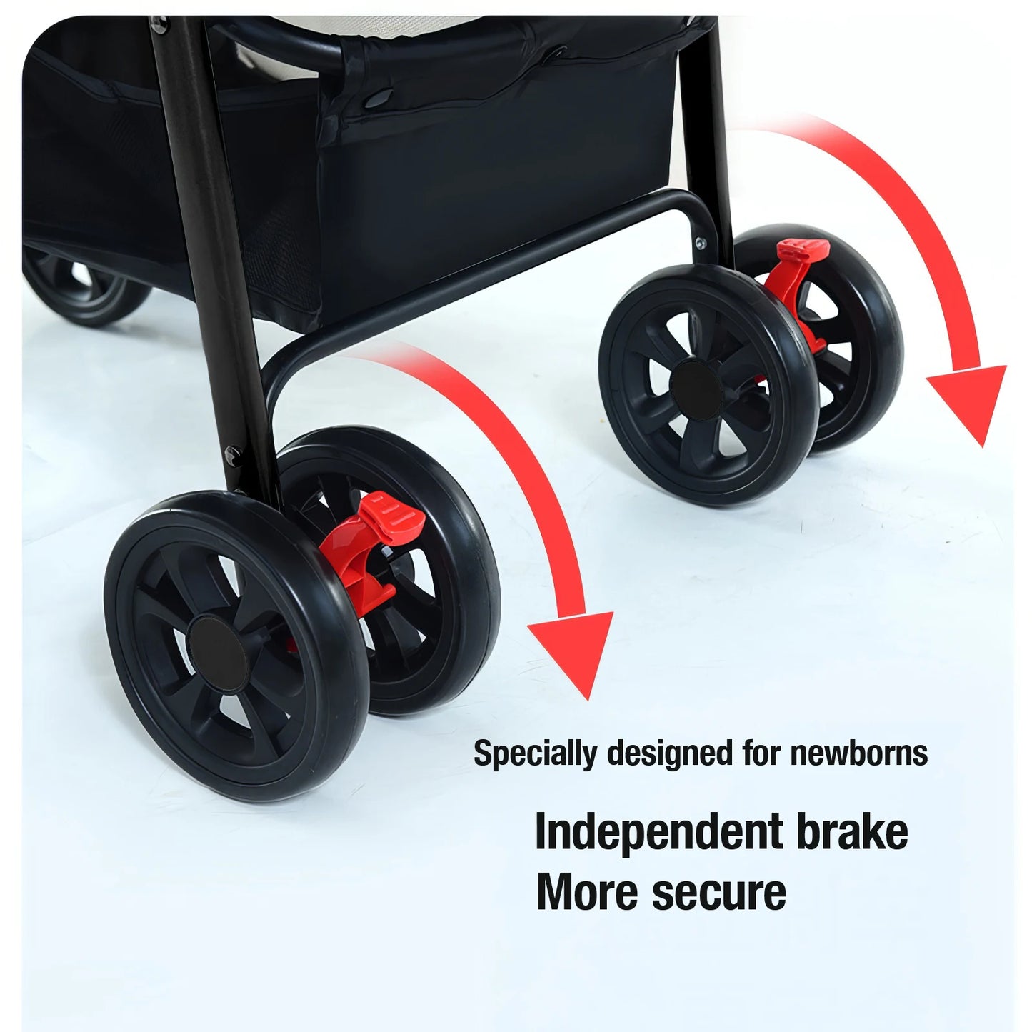 2 in 1 Baby Stroller  / Lightweight / Foldable  /  5-Point Safety Seat Belt / Reclines fully / Shock Absorbers / One Hand Fold-Up /  Basket & Zipper Pockets /  Use Winter &  Summer  /  Travel /  Canopy