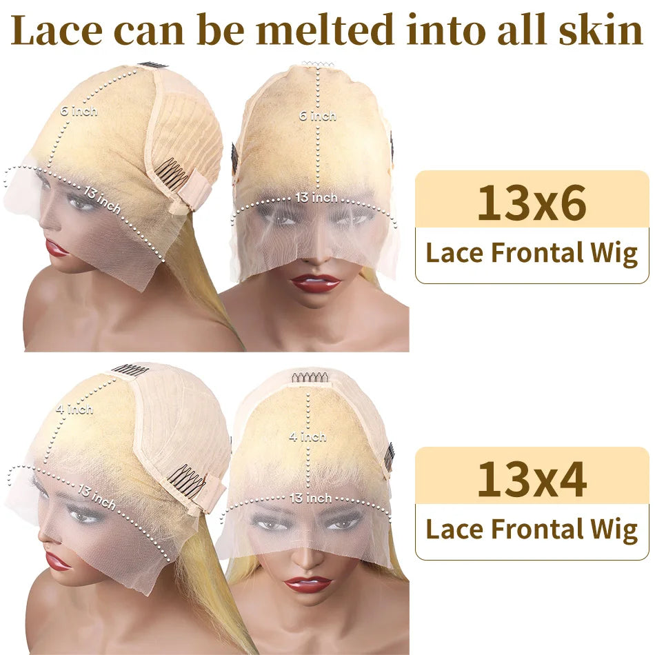 **Blonde Straight 613 HD Lace Frontal Wig / 13x6 Lace Front Wig / Human Hair / Honey Colored 13x4 Transparent Lace Front Wigs for Women