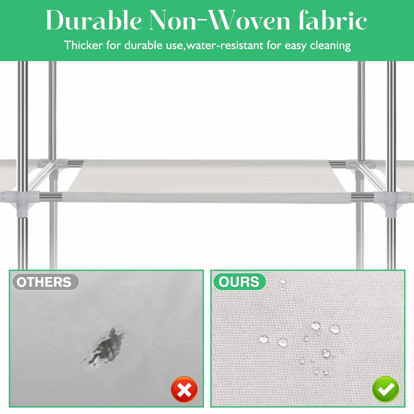 Garment Rack / Closet Wardrobe Organizer / Storage Rack / Portable Clothes, Shoes and Accessories Closet / Dustproof /  Non-woven Fabric / Quick and Easy to Assemble