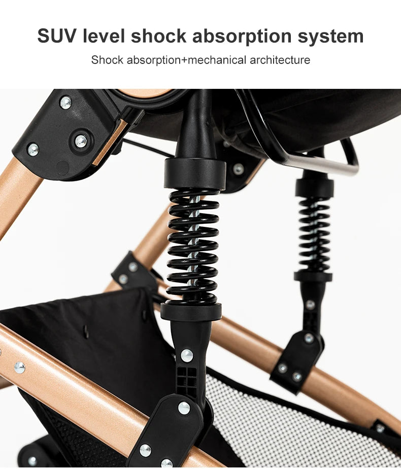 2 in 1 Baby Stroller  / Lightweight / Foldable  /  5-Point Safety Seat Belt / Reclines fully / Shock Absorbers / One Hand Fold-Up /  Basket & Zipper Pockets /  Use Winter &  Summer  /  Travel /  Canopy