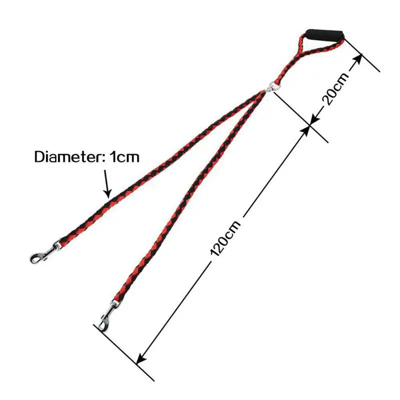 1.4m Pet Double Leash 2 Way Couplers Dog Leash Rope / Elastic Extended Pet Leash Belt / Outdoor Training for Two Double Dogs Leashes