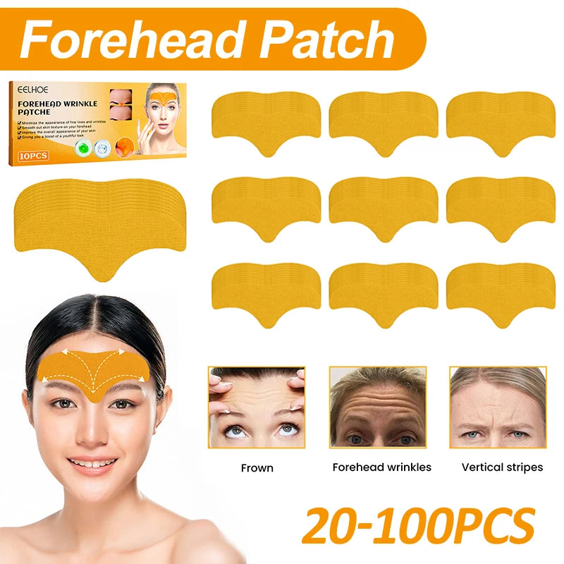 100-10pcs Collagen Forehead Wrinkle Patch  /  Face Mask /  Head Lines Remover Masks /  Lifting /  Anti-Aging Stickers  /  Skin Care  /  Beauty