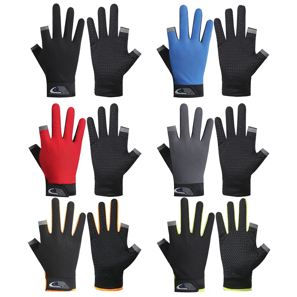 1 Pair Protective Fishing Gloves  /  2 Cut Fingers  /  Fingerless Glove for Men and Women  /  Anti-slip Fishing Wear /  Fitness Cycling Glove
