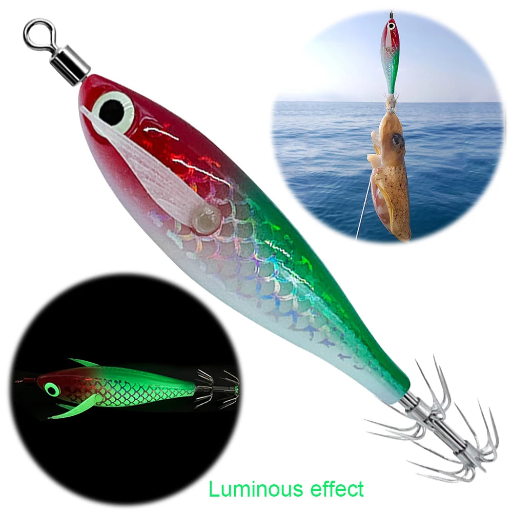 Luminous Squid Hook  /  Cuttlefish  / Attracting Lure  / Double Hook /  Glow In The Dark  / Squid Bait  / Fake Octopus Bait for Octopus Squid