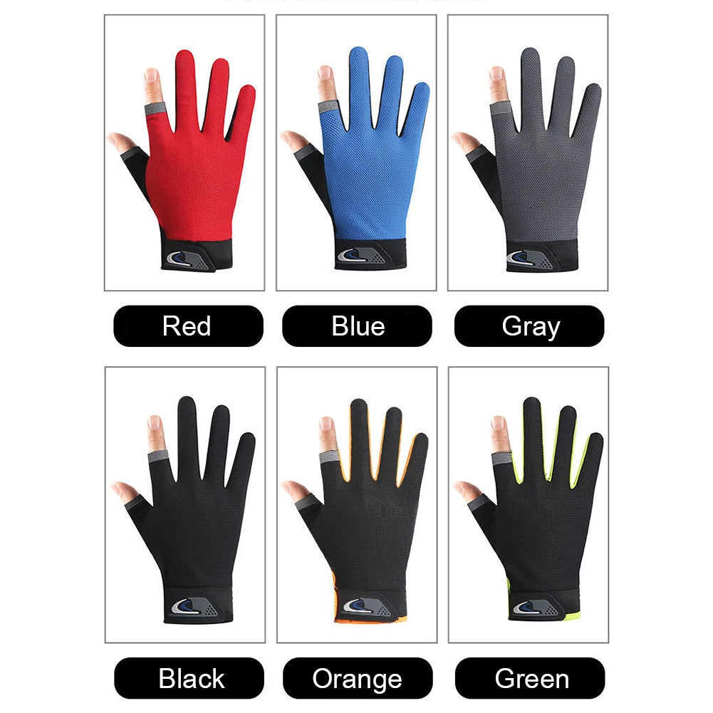 1 Pair Protective Fishing Gloves  /  2 Cut Fingers  /  Fingerless Glove for Men and Women  /  Anti-slip Fishing Wear /  Fitness Cycling Glove