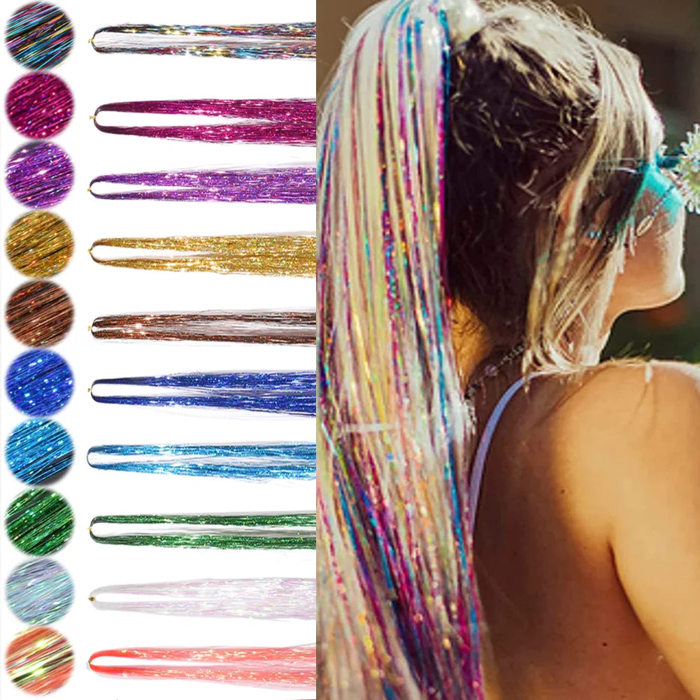 1PC Glitter /  Tinsel / Shiny Fairy Hair /  Sparkling Tinsel  /  Tinsel Hair Extensions /  Women /  Girls /  Hair Accessories /  Cosplay Party /  Costume / Dress -up Play