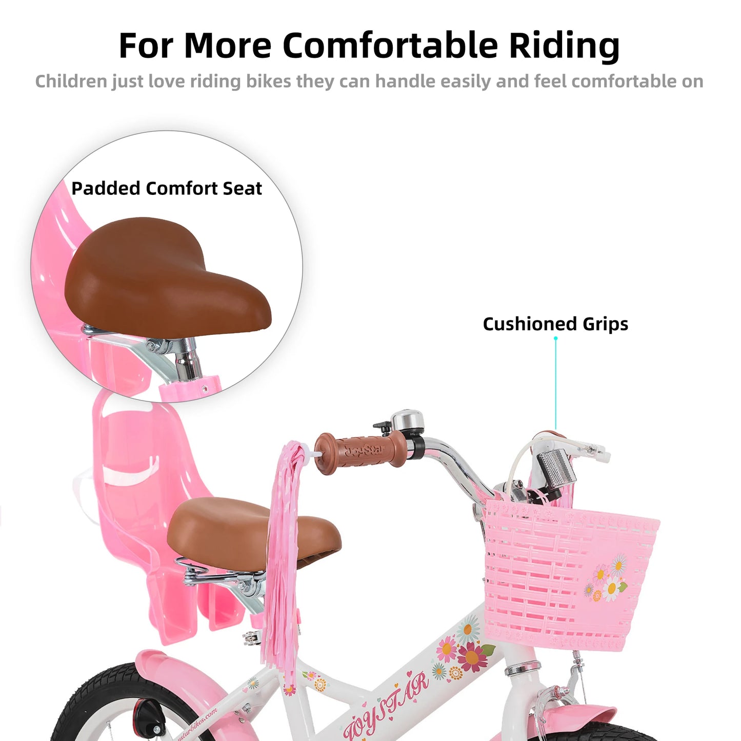 Kids Bike for Ages 2-7 Years /  Also Bikes with 12"  14"   16" Inch  Wheels / Girls Bikes with Doll Seat & Streamers  /  Boys Bike with Flag & Plate