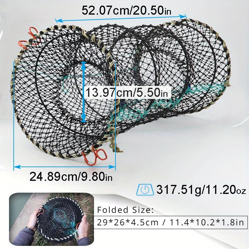 Crab Trap  /  Minnow Trap  /  Fishing Bait Trap with 10m Hand Rope  /   Folded Lobster & Crawfish Fishing Net Trap