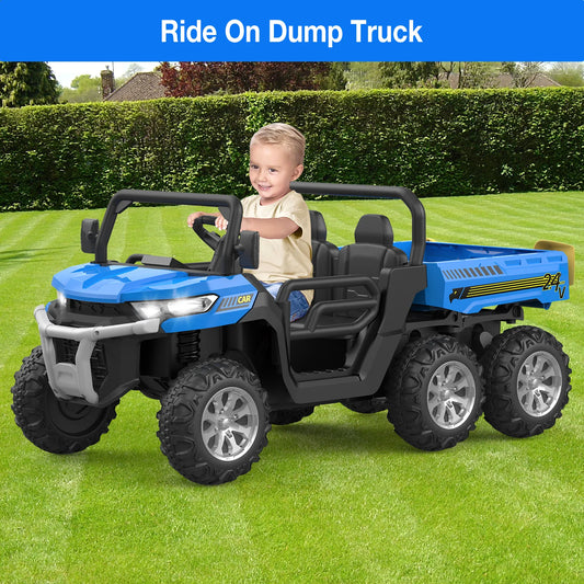 Ride On Dump Truck  / 24 V Kids Electric Vehicle With Remote Control /  Horn, Lights, Multimedia Player, Phone Connection /  Safety Belt / Ages 1-8 / Boys & Girls