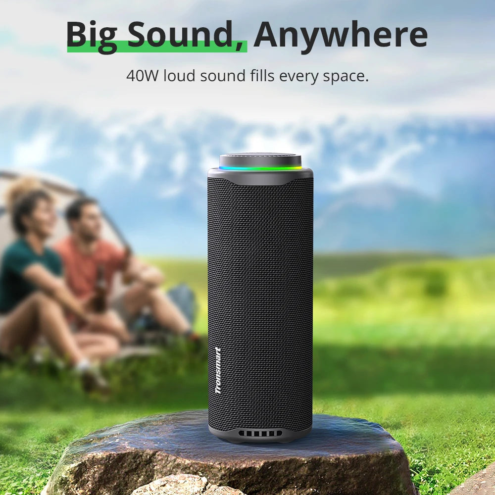 **T8 Bluetooth Speaker / 40W Portable Speaker with Deep Bass / Sound Pulse / Waterproof IPX7 / APP Control for Camping