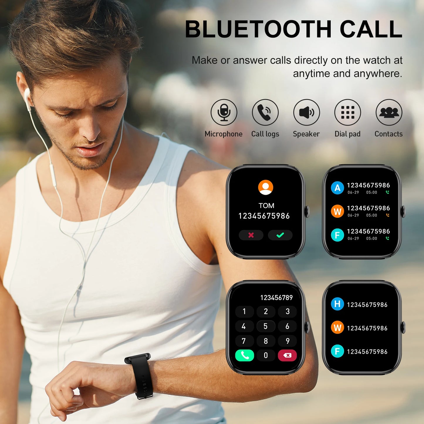 Smart Watch / 1.85" Sports Watch / Waterproof / 110+ Sport Modes / Fitness Activity Tracker / Ultra Thin Watch.