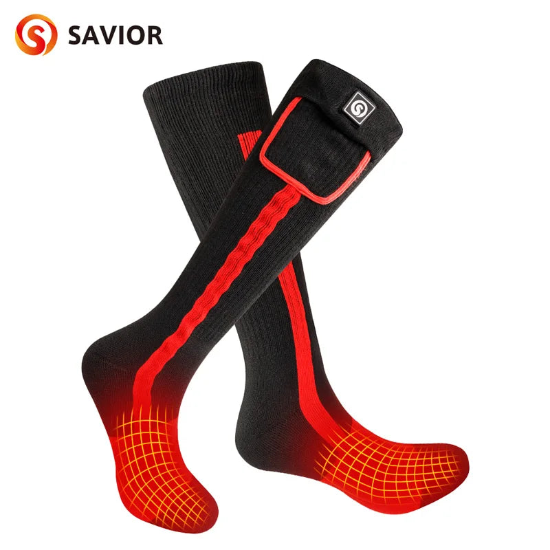 **Savior Heat / Battery Electric Heated Socks For Men / Winter Warm Outdoor Sports / Rechargeable Thermal Socks / Women For Cycling