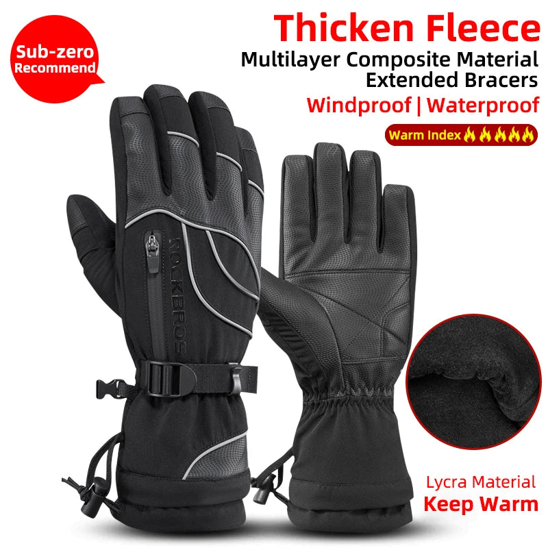 Winter Gloves / Motorcycle / Waterproof Fleece Thermal Gloves / Snowboard / Snowmobile Gloves / Unisex / Snow Cycling Gloves