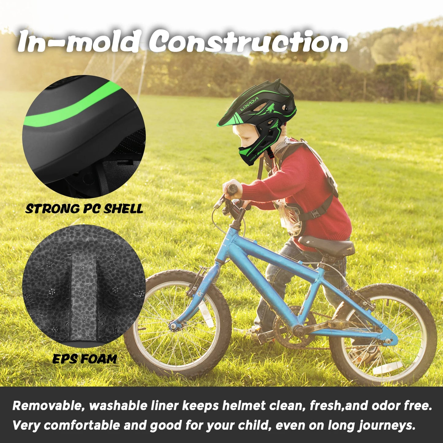 2-in-1 Full-face Half-face Helmet  /  Kids Bicycle Helmet /  Child Sports Safety / Removable, Washable Liner /  Removable Chin Guard / Cycling  / Protection /Bike /  Roller Skating  /  Scooter