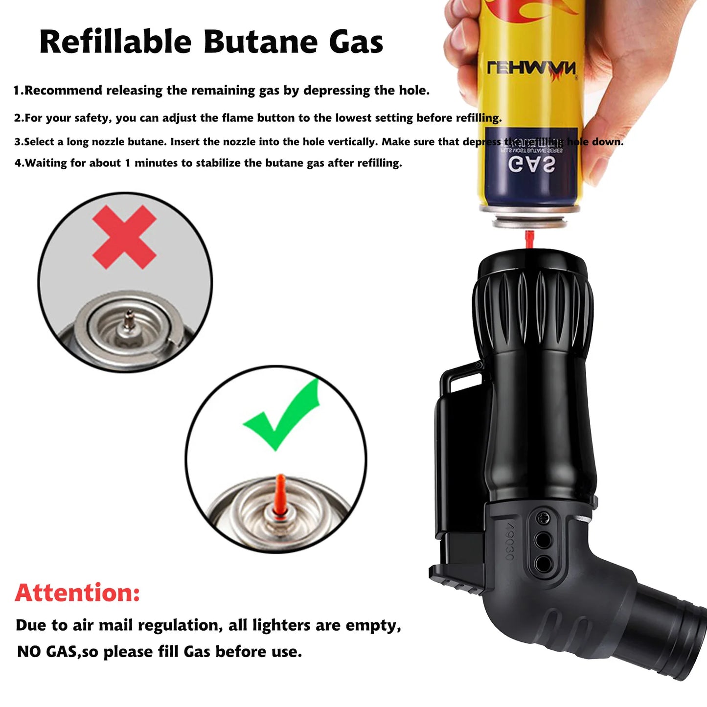 4pcs  Set Triple Jet Flame Torch Lighter  /  Bend Head Design /  Refillable Butane Gas Jet  /  3 Flame Windproof  /  Without Butane