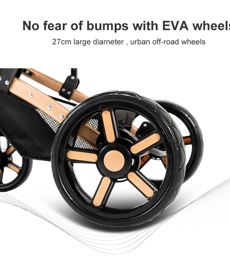 2 in 1 Baby Stroller  / Lightweight / Foldable  /  5-Point Safety Seat Belt / Reclines fully / Shock Absorbers / One Hand Fold-Up /  Basket & Zipper Pockets /  Use Winter &  Summer  /  Travel /  Canopy