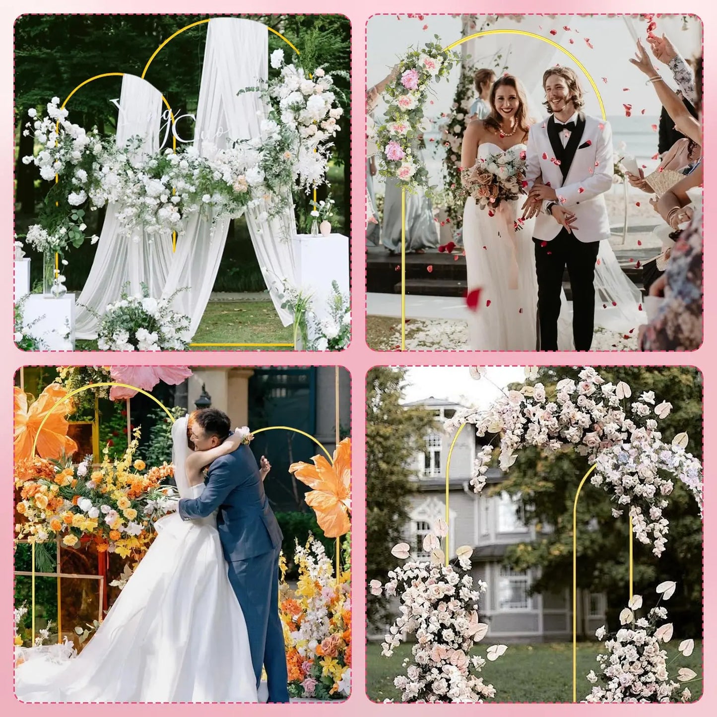 Set of 2 Gold Metal Arch Backdrop Stands /  Wedding Arch Frame / for Wedding. Birthday Party, Baby Shower, Graduation Ceremony