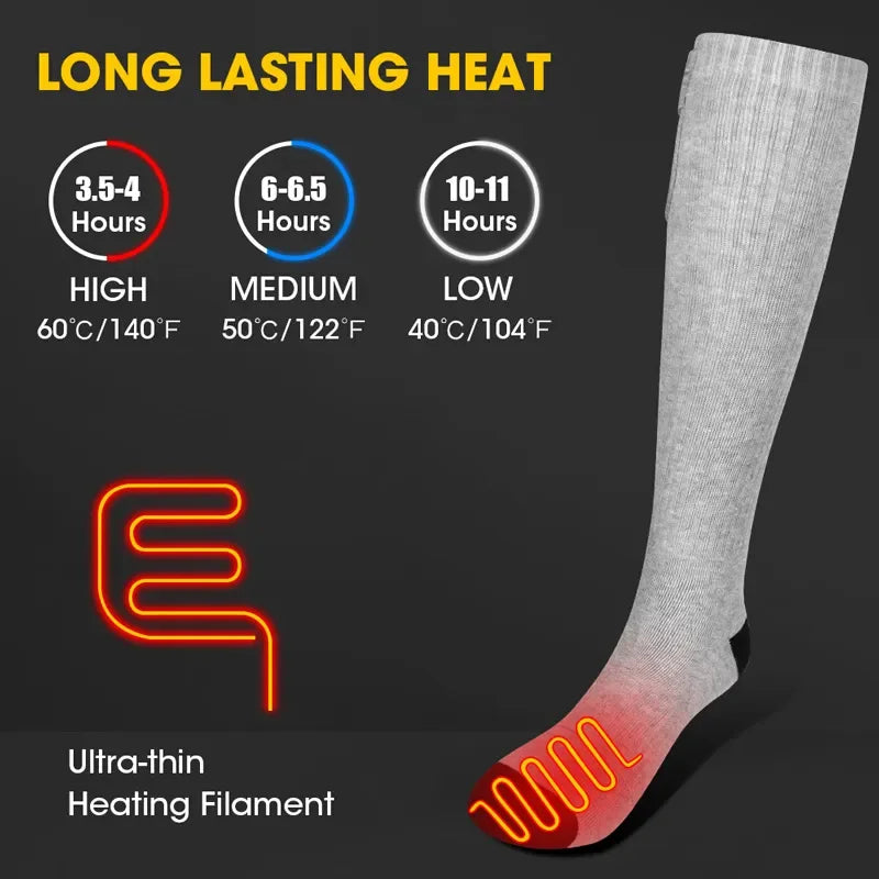 **Savior Heat / Battery Electric Heated Socks For Men / Winter Warm Outdoor Sports / Rechargeable Thermal Socks / Women For Cycling