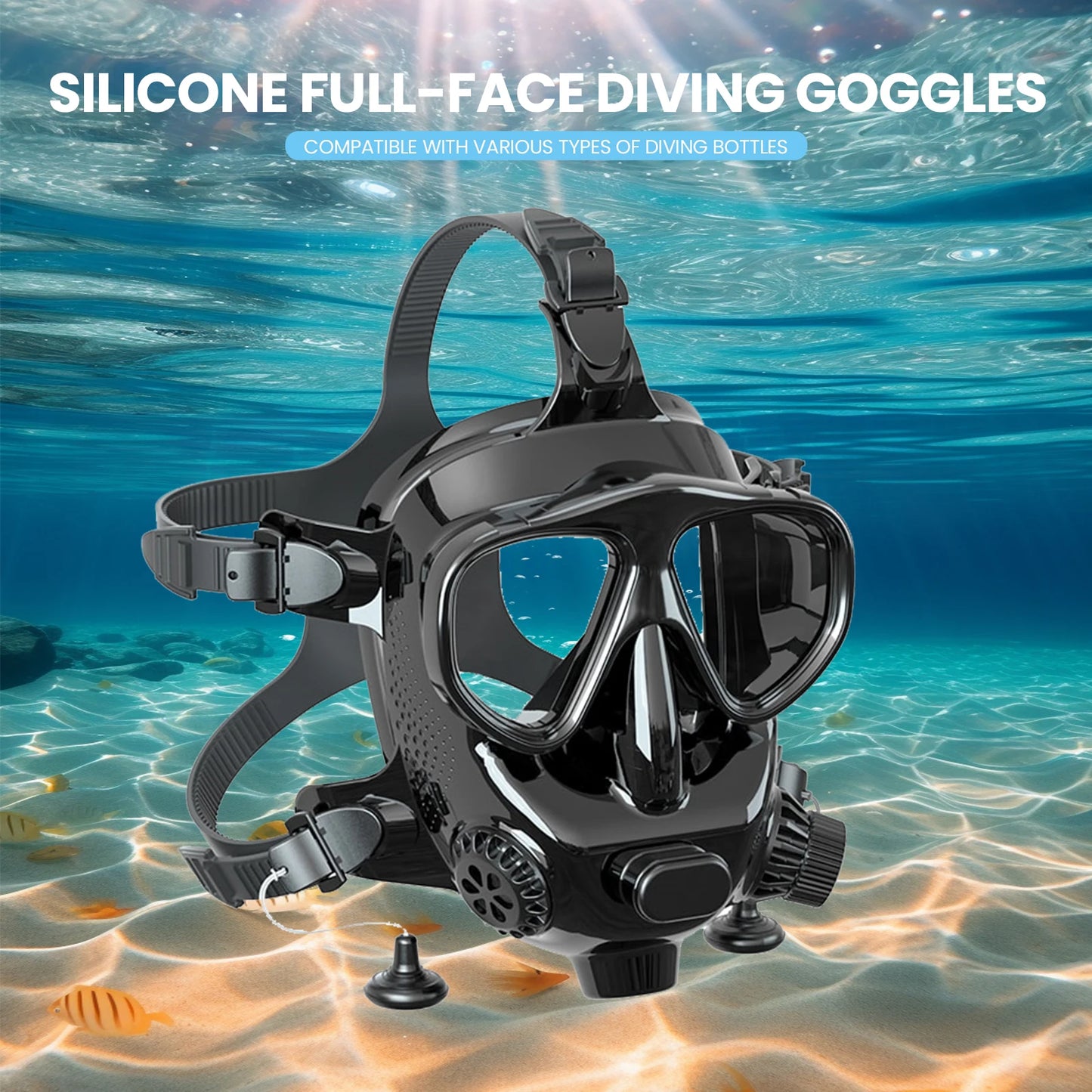 Full Face Diving Mask with Camera Mount  /  Full Face Snorkel Mask for Adults /  Compatible 1L/2L Scuba Diving Tank