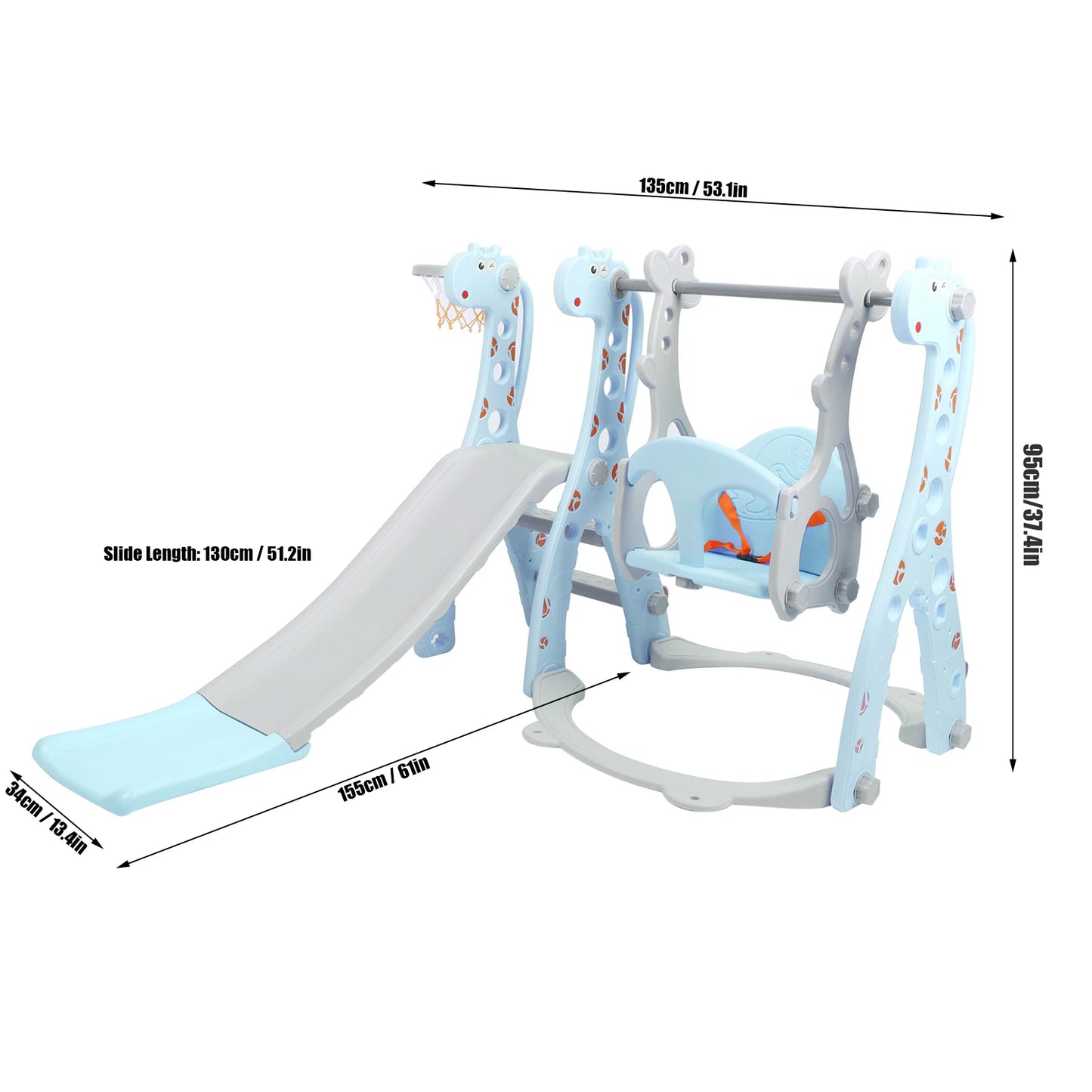 Climber Swing Set / Children Play Slide Set / Toddler Climber Swing Set with Basketball Hoop /  Outdoor /  Indoor /  Children Play Slide Set