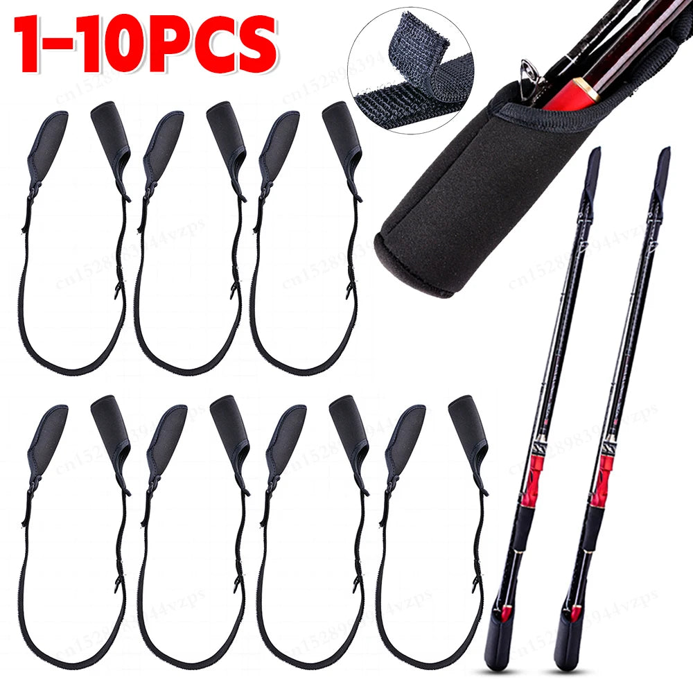 Get just 1 or up to10PCS  /  Set of Fishing Rod Protection Sleeves   /  Bundle Rod Belt  /  Adjustable Fishing Rod Sleeves  /  Cover Strap  /  Rod Organizer  /  Fish Tool