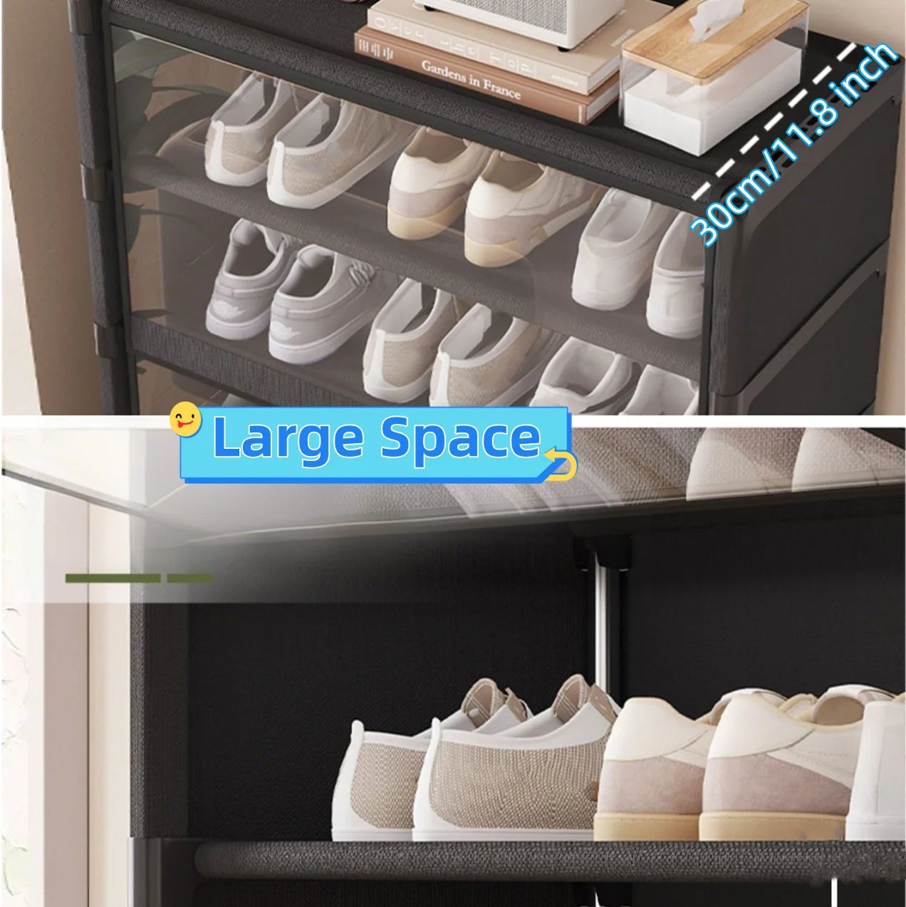 Multi-layer Shoe Cabinet / Dustproof Shoe Rack / Shoe Organizer / Shelf Shoe Storage Cabinet / Space Saving With Clear Lid