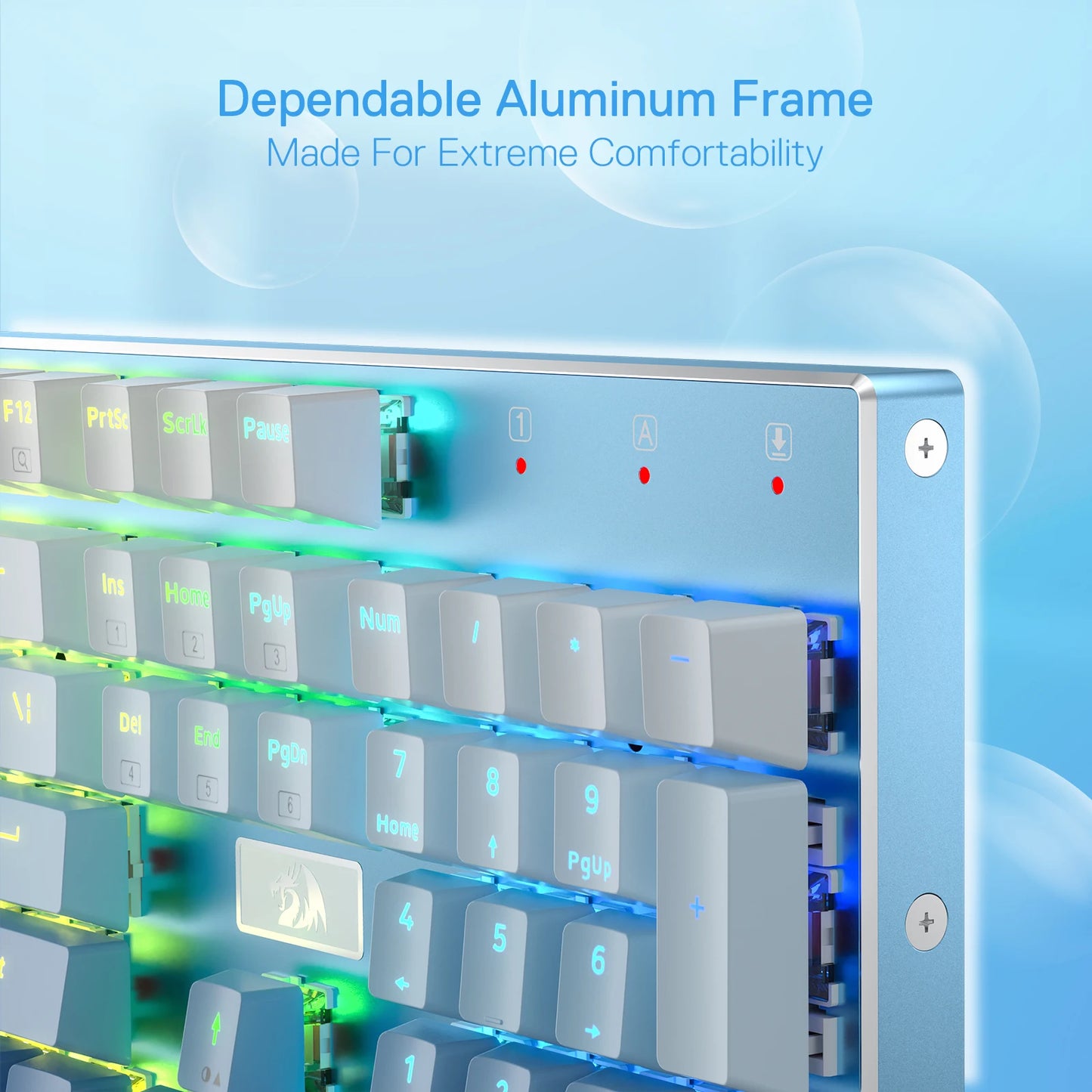 LED Backlite Wired Mechanical Gaming Keyboard / Aluminum Base / 104 Keys / Hot-Swap Linear Quiet Red Switch