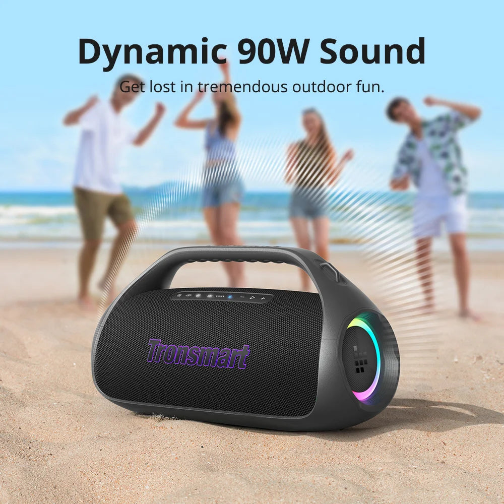 Bluetooth Wireless  Portable Speaker with 90W, 2.1-Channel Clarity, 26H Playtime / Waterproof / Sync 100+ Speakers
