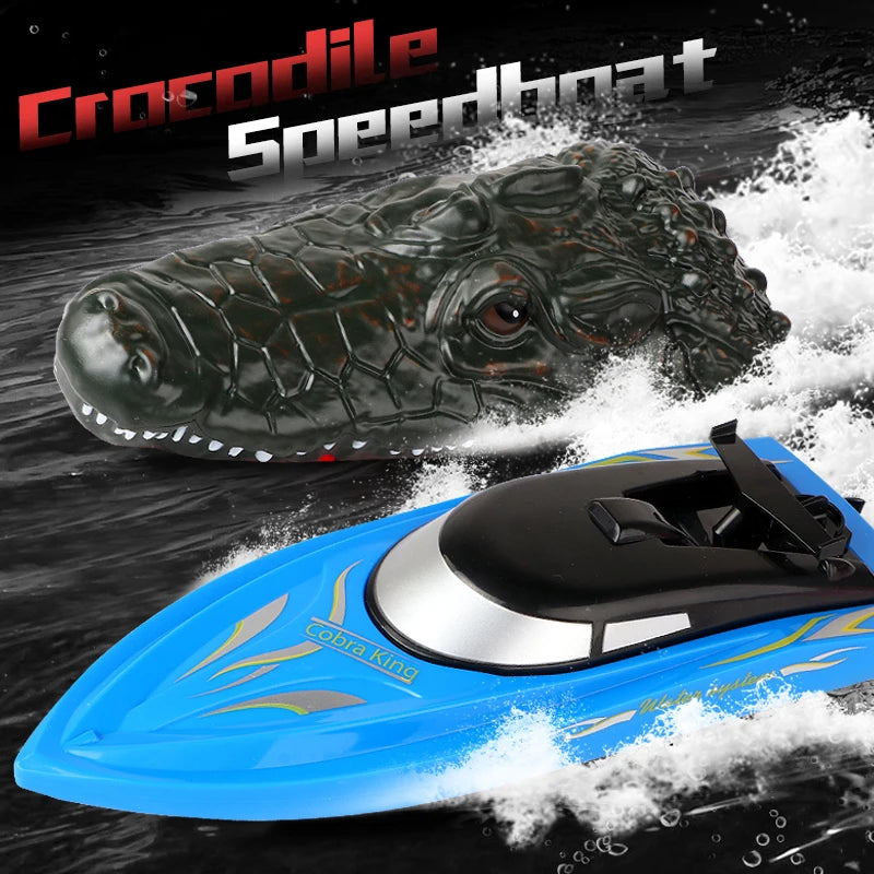 Remote Control Crocodile Speed Boat Toy for Kids, Long Battery Life, Simulation Crocodile Heads, RC Crocodile Ship Toy Gift