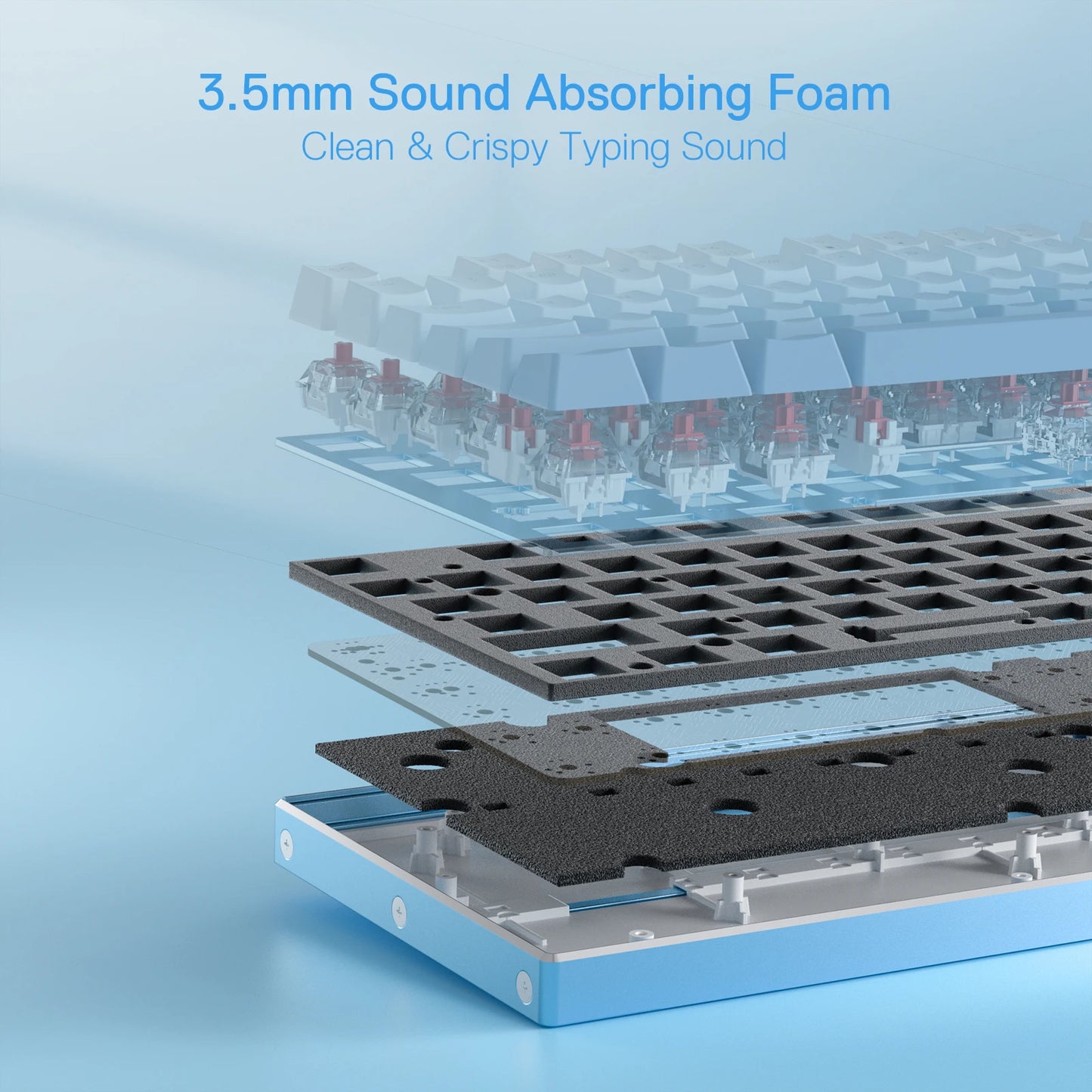 LED Backlite Wired Mechanical Gaming Keyboard / Aluminum Base / 104 Keys / Hot-Swap Linear Quiet Red Switch