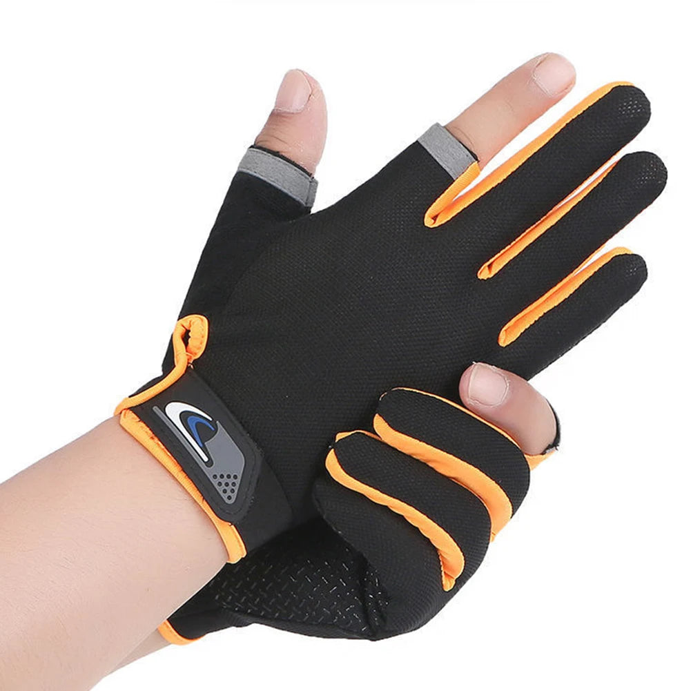 1 Pair Protective Fishing Gloves  /  2 Cut Fingers  /  Fingerless Glove for Men and Women  /  Anti-slip Fishing Wear /  Fitness Cycling Glove