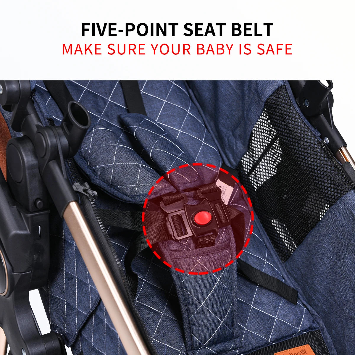 Baby Stroller / Portable and Foldable / can be pushed in both directions / 5-Point Seat Belt / Push Button