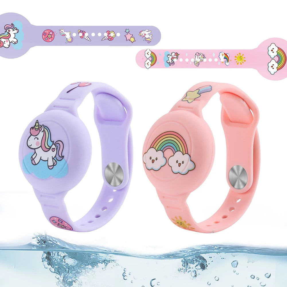 Cute Waterproof Silicone Toddler GPS Tracker Wristband for AirTag / Kids / Cartoon Design / Lightweight