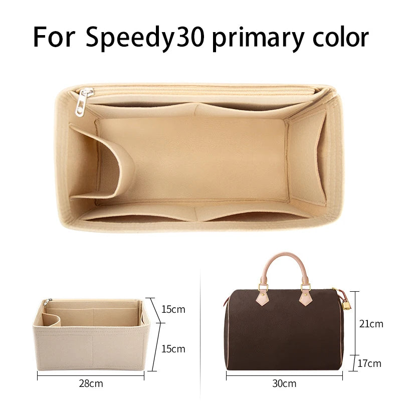 WUTA Felt Insert Bag Organizer For LV Speedy 20 25 30 35 / Flap Handbag / Inner Bag Makeup Travel Purse Storage Tote Bag Accessories