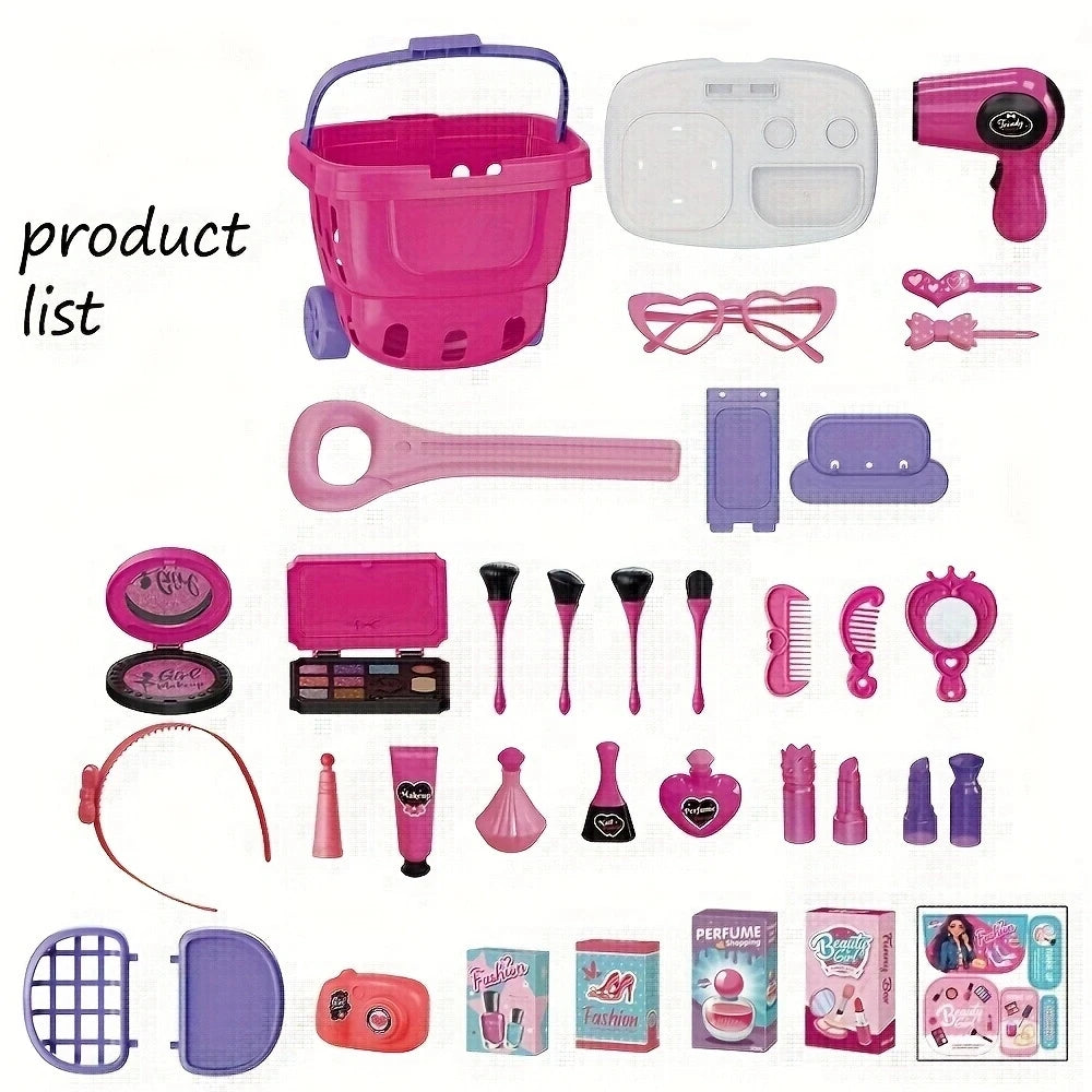 36 Luxury fashion Makeup & Styling Sets for Kids / Includes:  Shopping Cart, Hairdryer, Brushes, Lipstick, Mirror & Bobby Pins  /  Easy Assembly