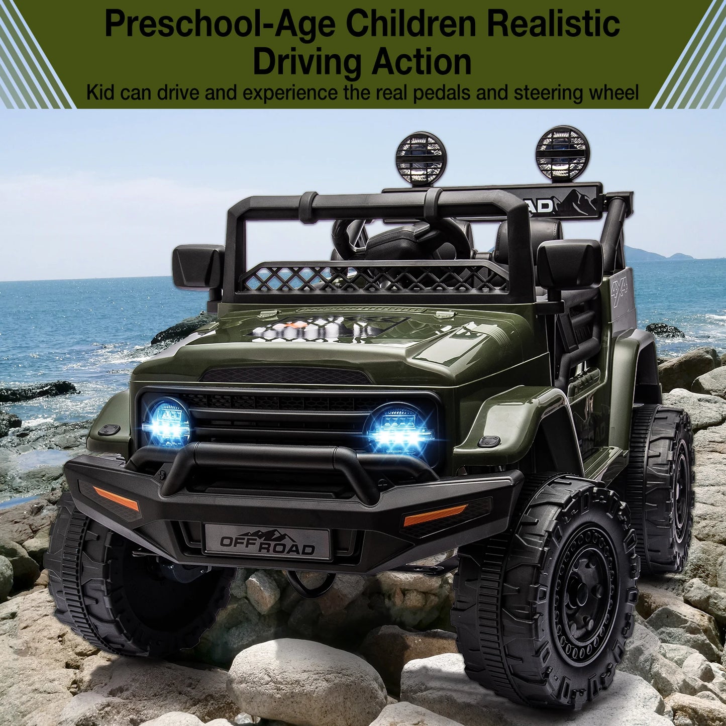 12V Kids Ride On Truck /  Remote Control /  Spring Suspension /  Bluetooth Connectivity /  LED Lights / 18M - 8 Years  /  Gifts
