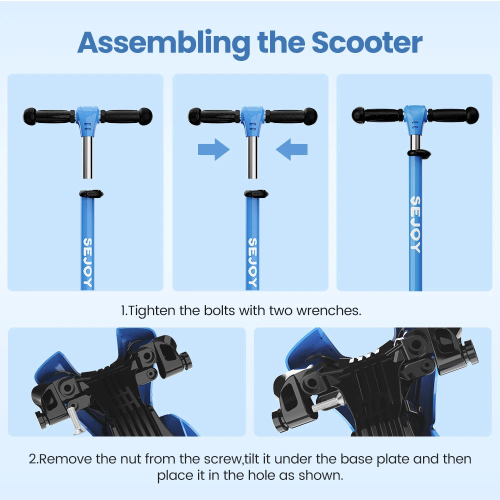 Toddler Kick Scooter /  Children's'  Fold-down-Seat Balance Scooter /  Adjustable Height/Handlebars /  Balance Scooter / Illuminated Wheels /  Ages 3-12