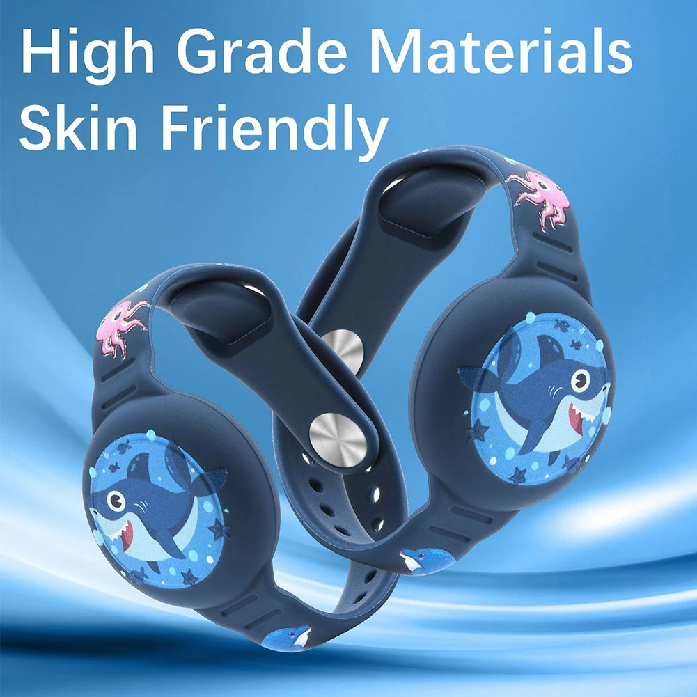 Cute Waterproof Silicone Toddler GPS Tracker Wristband for AirTag / Kids / Cartoon Design / Lightweight