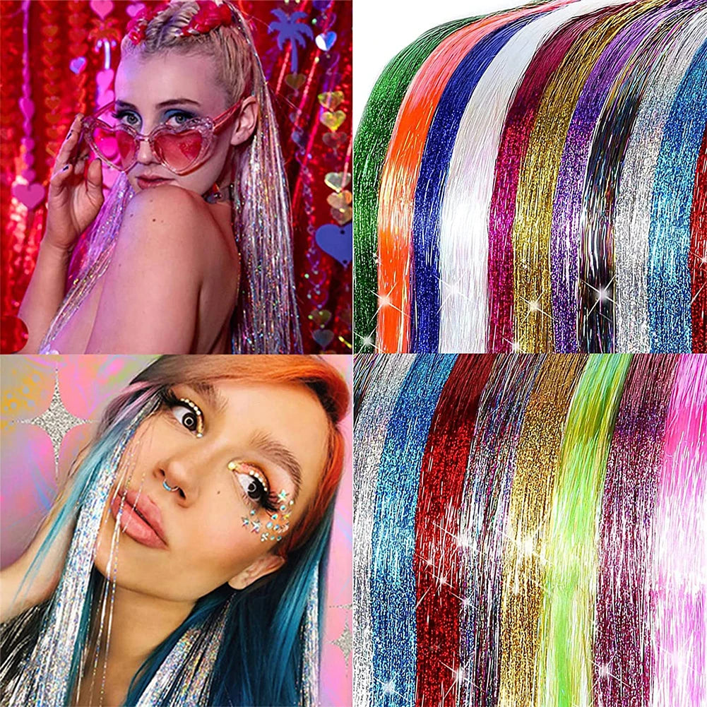 1PC Glitter /  Tinsel / Shiny Fairy Hair /  Sparkling Tinsel  /  Tinsel Hair Extensions /  Women /  Girls /  Hair Accessories /  Cosplay Party /  Costume / Dress -up Play