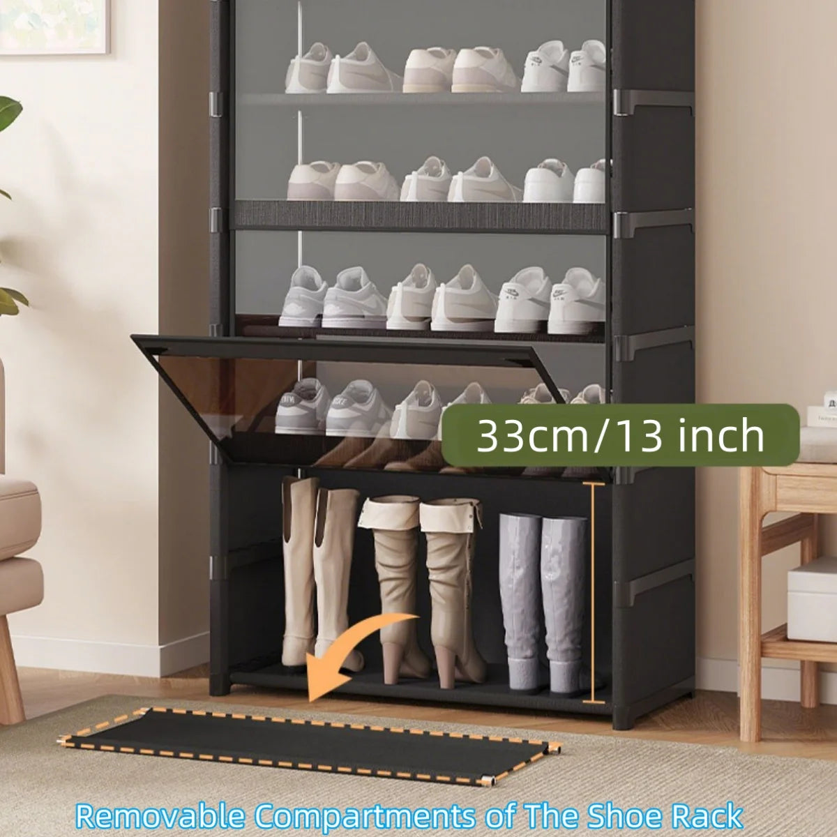 Multi-layer Shoe Cabinet / Dustproof Shoe Rack / Shoe Organizer / Shelf Shoe Storage Cabinet / Space Saving With Clear Lid