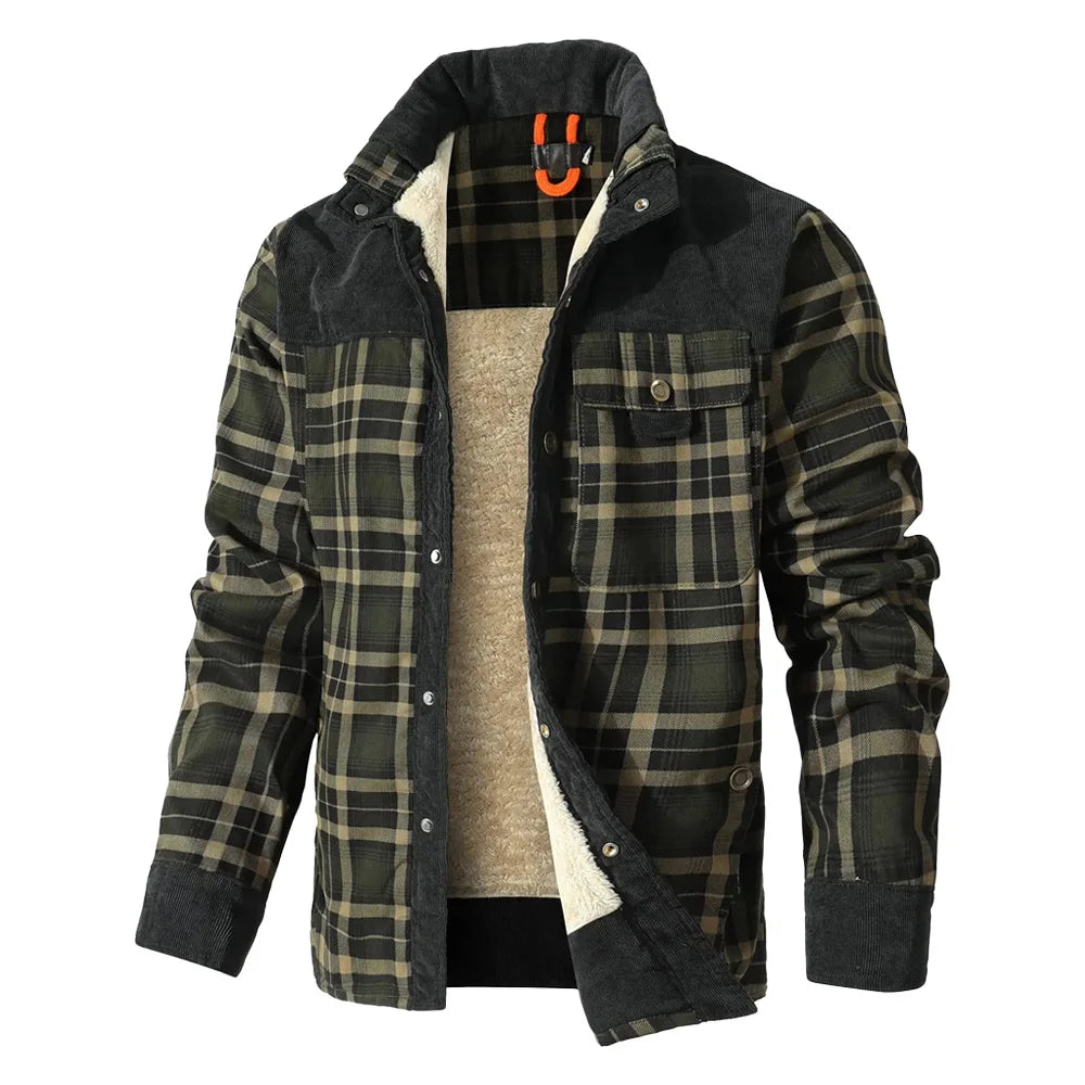 **Men's Jackets / Winter / Windproof / Warm / Casual / Bomber Coat / Plaid Sherpa Lined Flannel Outdoor Classic Jacket / Men
